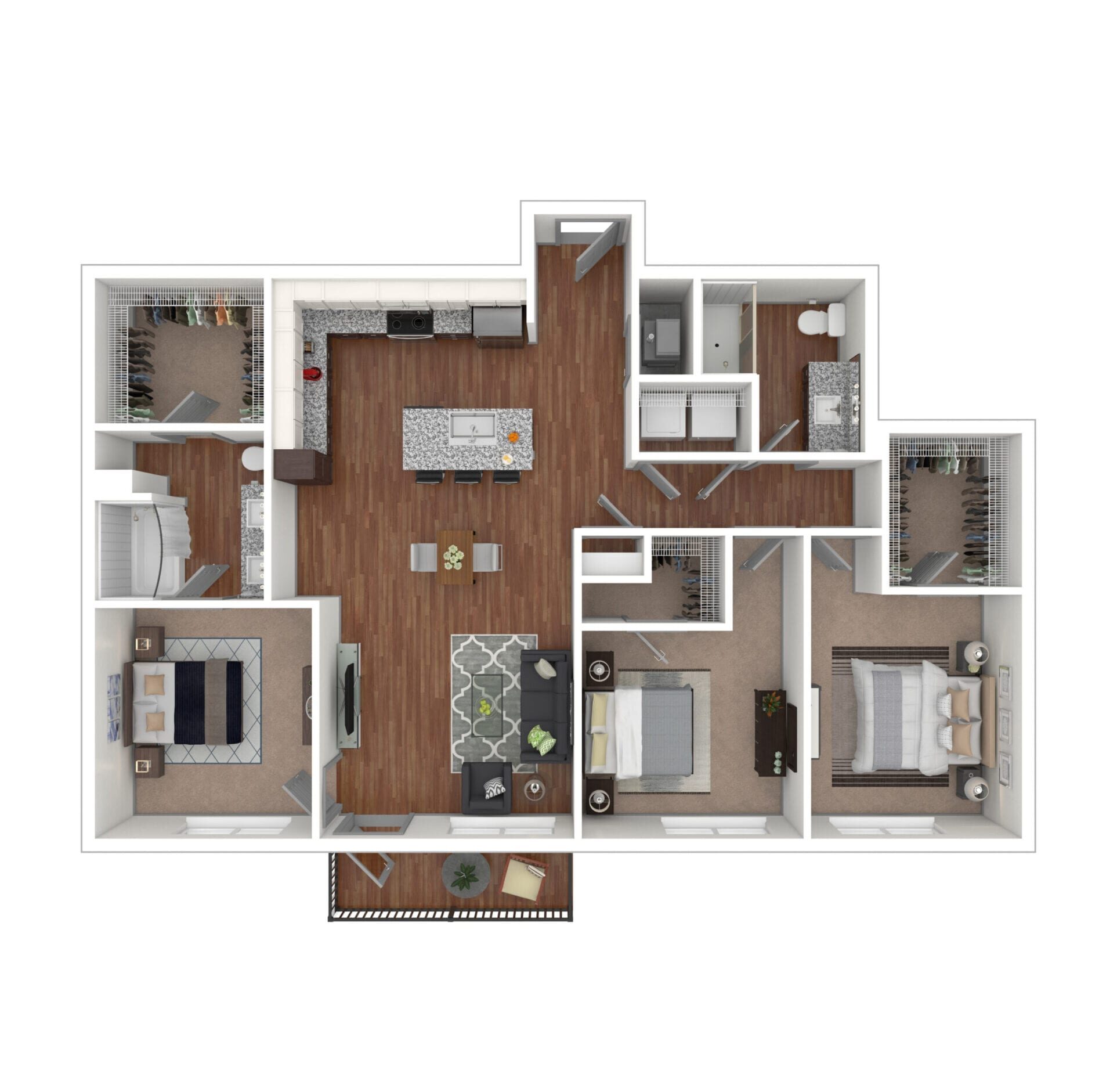 3x2Unit-C1 Three-Bedrooms